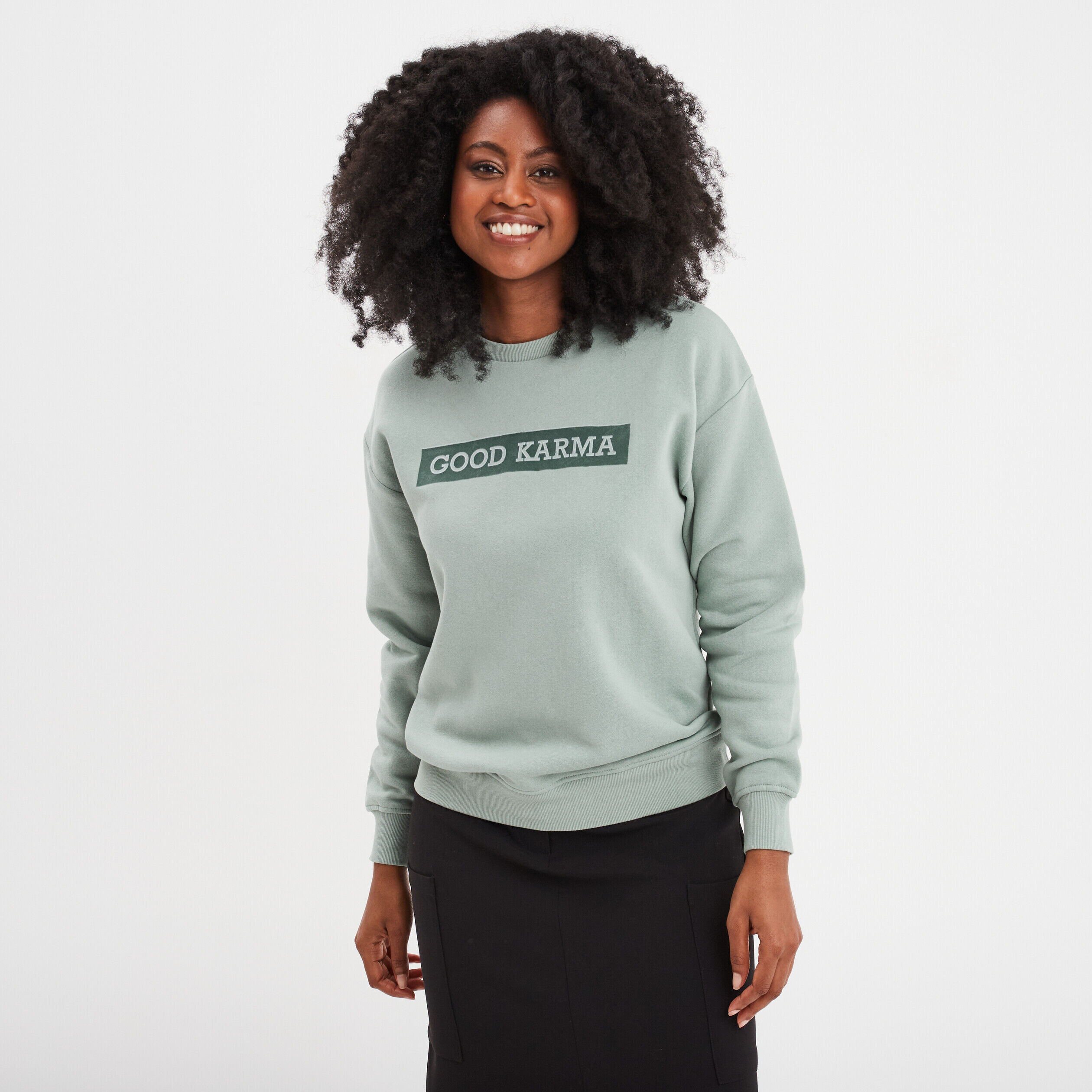Sweat col rond manches longues vert pastel femme LH