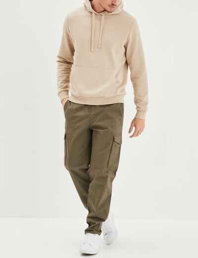 Pantalon cargo en coton vert kaki homme
