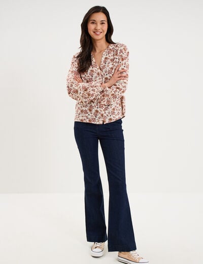 Blouse manches ballons coton ecru femme