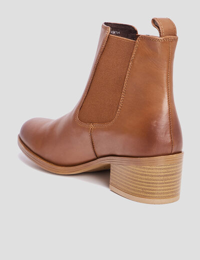 Bottines à talons en cuir marron femme
