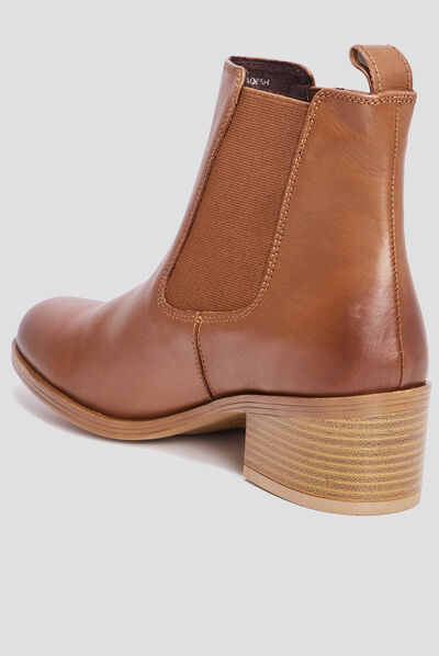 Bottines à talons en cuir marron femme