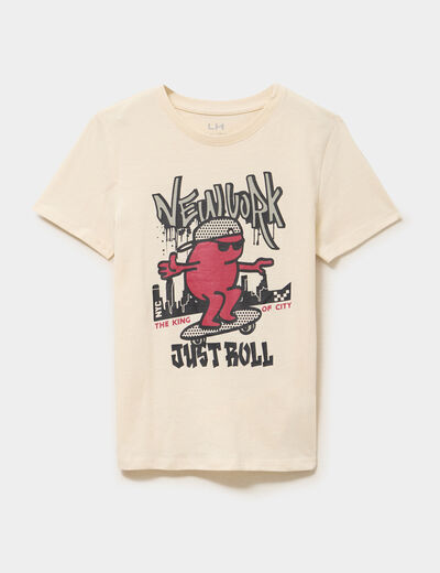 T-shirt manches courtes coton ecru gar&ccedil;on