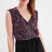 Robe fluide col cache-coeur ceinturée noir femme
