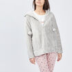 Veste de pyjama effet velours &agrave; capuche gris femme