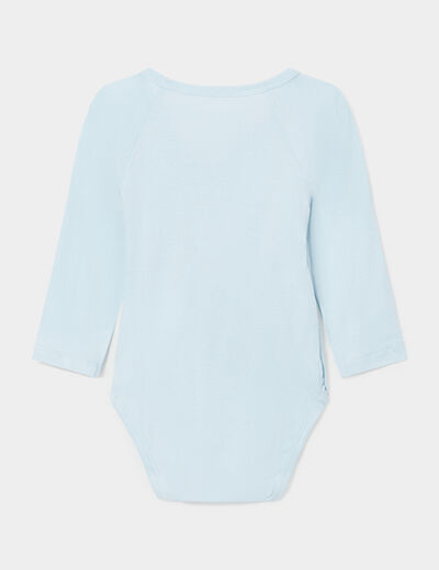 Lot 3 bodies coton manches longues bleu bébé garçon
