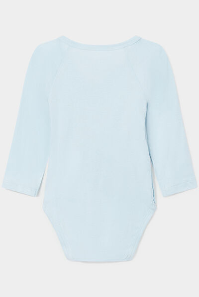 Lot 3 bodies coton manches longues bleu bébé garçon
