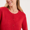 Gilet col rond manches longues rouge femme