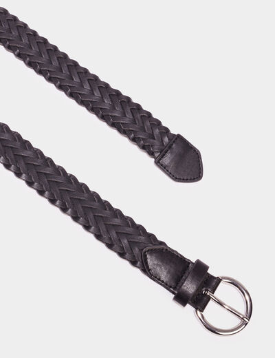 Ceinture tressée noir femme