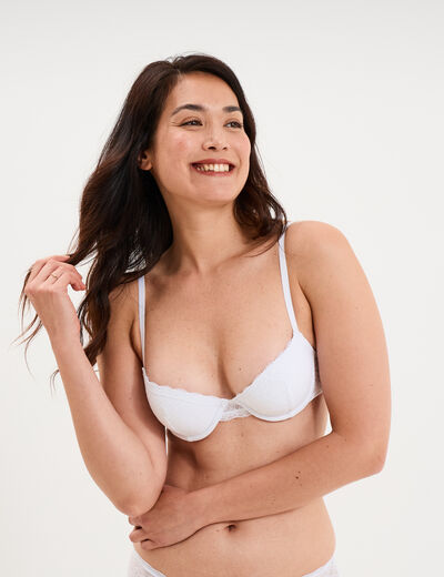 Soutien-gorge corbeille coques dentelle blanc femme