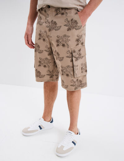 Bermuda cargo coton taupe homme