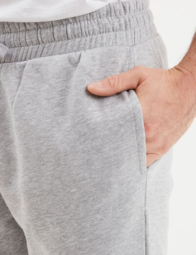 Pantalon jogging droit molleton gris homme