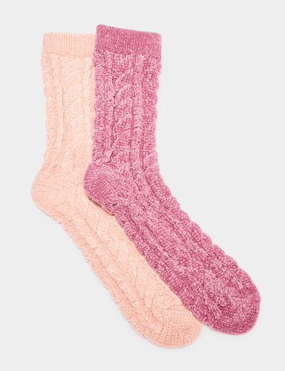 Lot 2 paires chaussettes d'intérieur multicolore femme