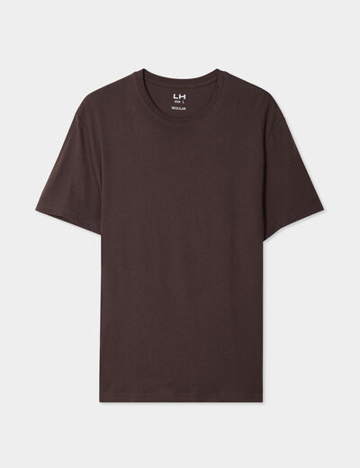 T-shirt en coton manches courtes marron foncé homme