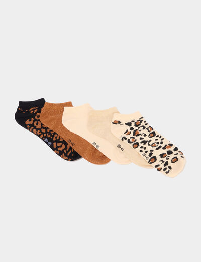 Lot 5 paires chaussettes invisibles marron femme