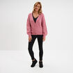 Gilet boutonn&eacute; col en V vieux rose femme