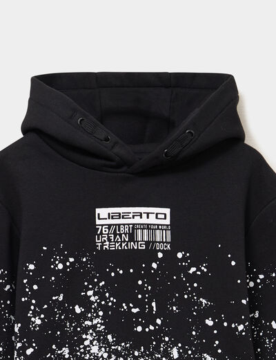 Sweat molleton &agrave; capuche hoodie noir gar&ccedil;on
