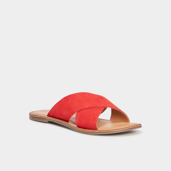 Mules brides croisées en cuir Kickers rouge femme