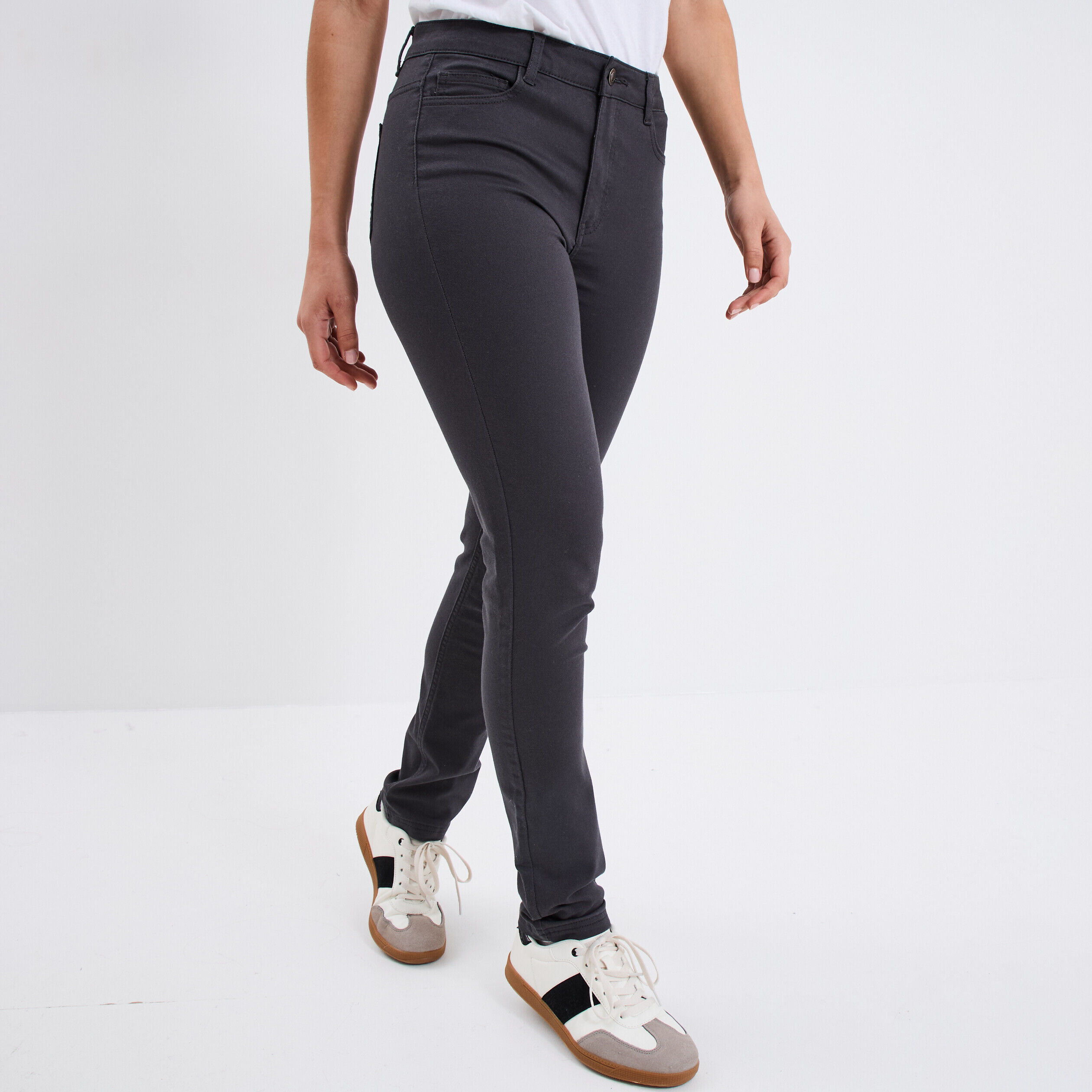 Pantalon slim stretch gris foncé femme LH