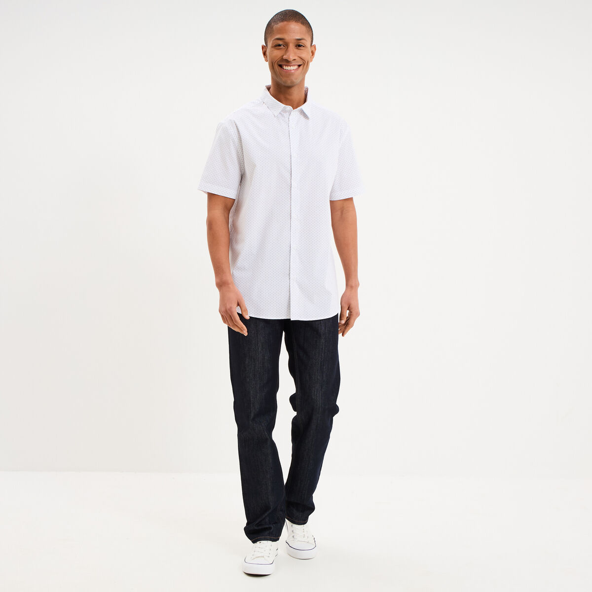 Chemise manches courtes coton blanc homme