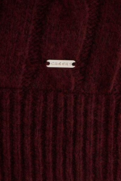 Pull torsades effet 2-en-1 chemise violet fonc&eacute; femme