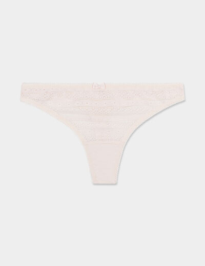 String en dentelle rose poudrée femme