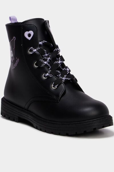Boots &agrave; lacets crant&eacute;es Kuromi noir fille