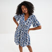 Robe col en V taille smockée Creeks blanc femme