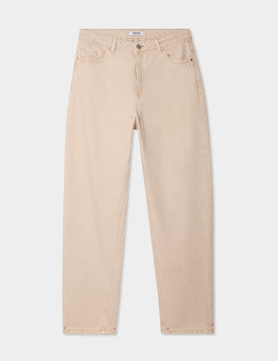 Jeans mom coton sable femme