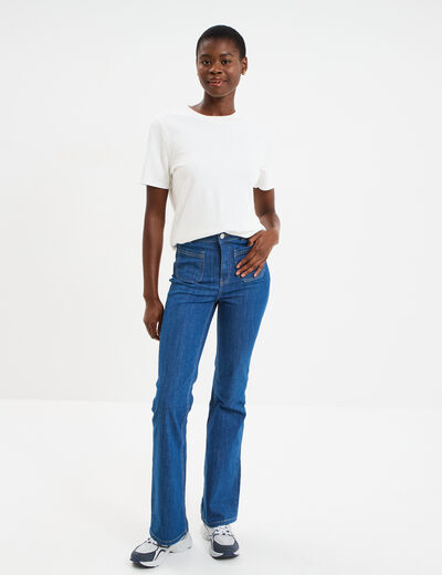 Jeans bootcut poches plaquées denim baby bleu femme