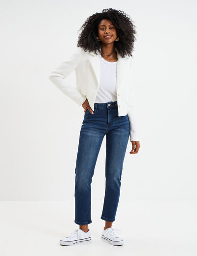 Jean stretch slim 7/8 ème denim brut femme