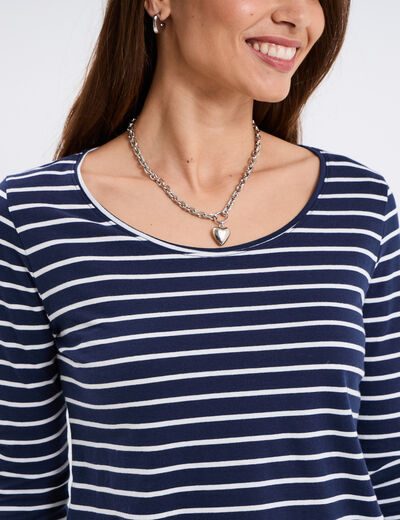 Haut marinière manches longues bleu marine femme