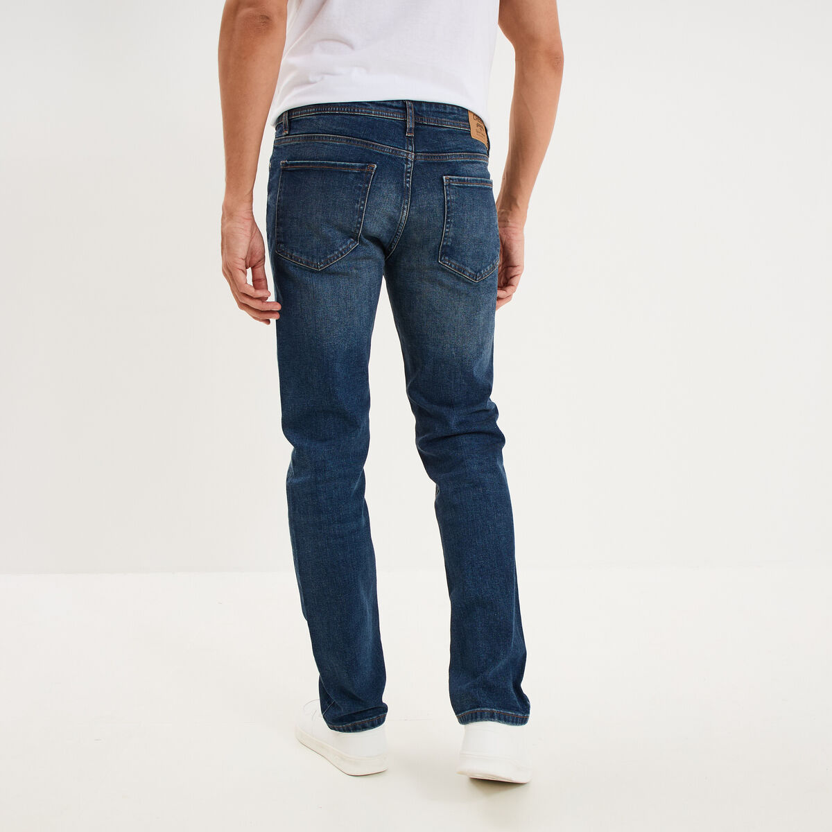Jeans denim straight 5 poches denim used homme