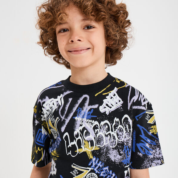 t shirt col rond manches courtes liberto noir garcon T-shirt col rond manches courtes Liberto noir garçon
