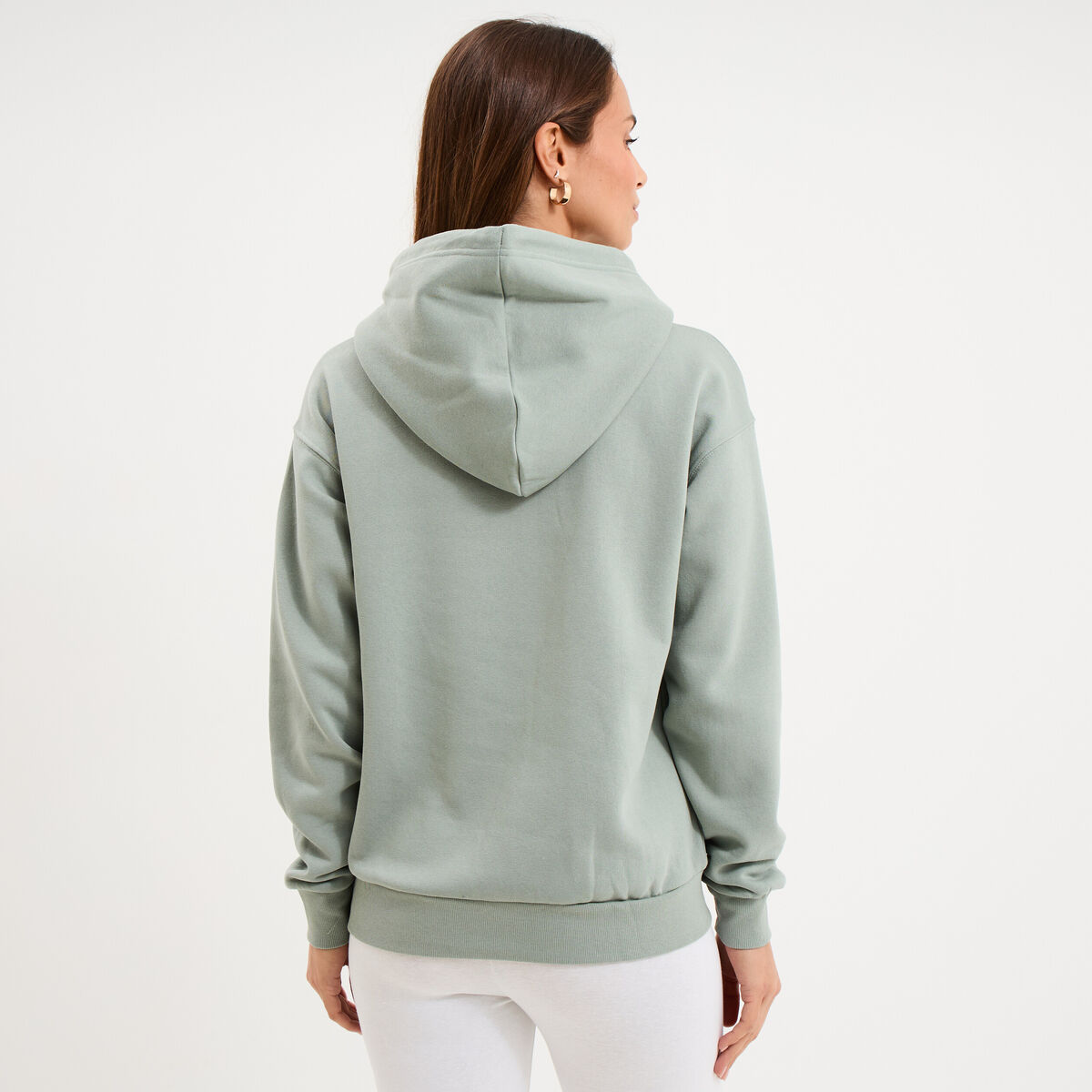 Sweat hoodie molleton &agrave; capuche vert pastel femme