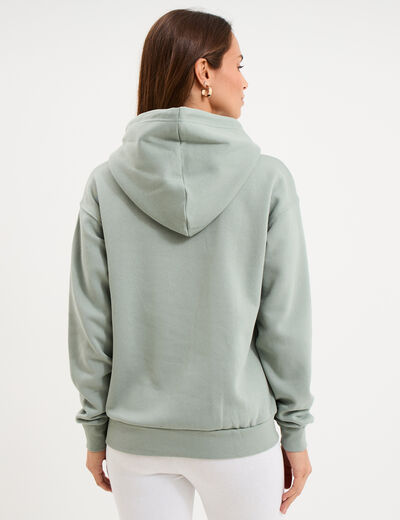 Sweat hoodie molleton &agrave; capuche vert pastel femme