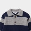 Pull col polo manches longues bleu canard gar&ccedil;on