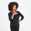 T-shirt manches 3/4 col rond coton bleu foncé femme