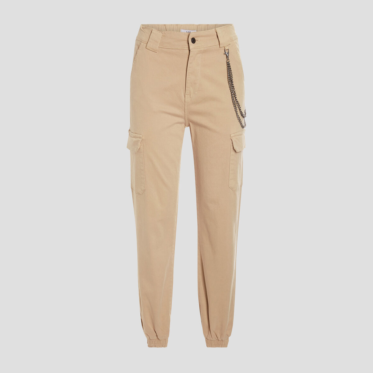 Pantalon cargo avec chaîne sable femme