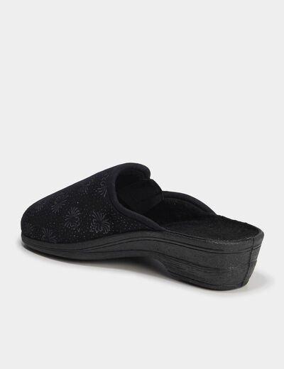 Chaussons mules compensés noir femme