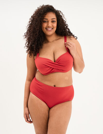Bas de maillot de bain culotte haute rouge femme grande taille
