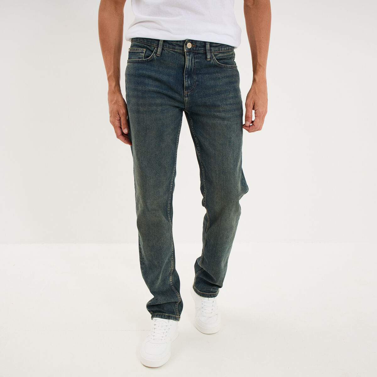Jeans regular 5 poches denim dirty homme