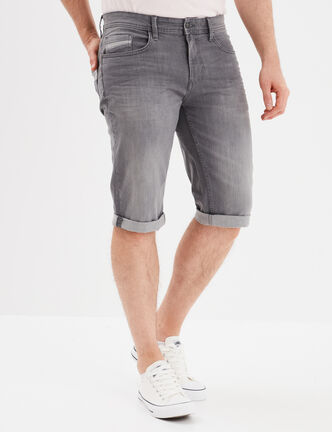 Bermuda short en jean regular denim gris homme
