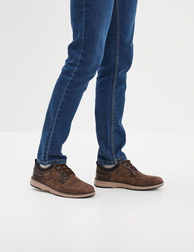 Derbies &agrave; lacets effet similicuir marron homme