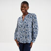 Blouse oversize col tunisien blanc femme