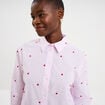 Chemise brod&eacute;e manches longues rose femme