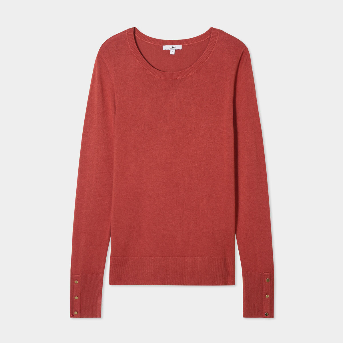 Pull col rond boutons aux poignets vieux rose femme