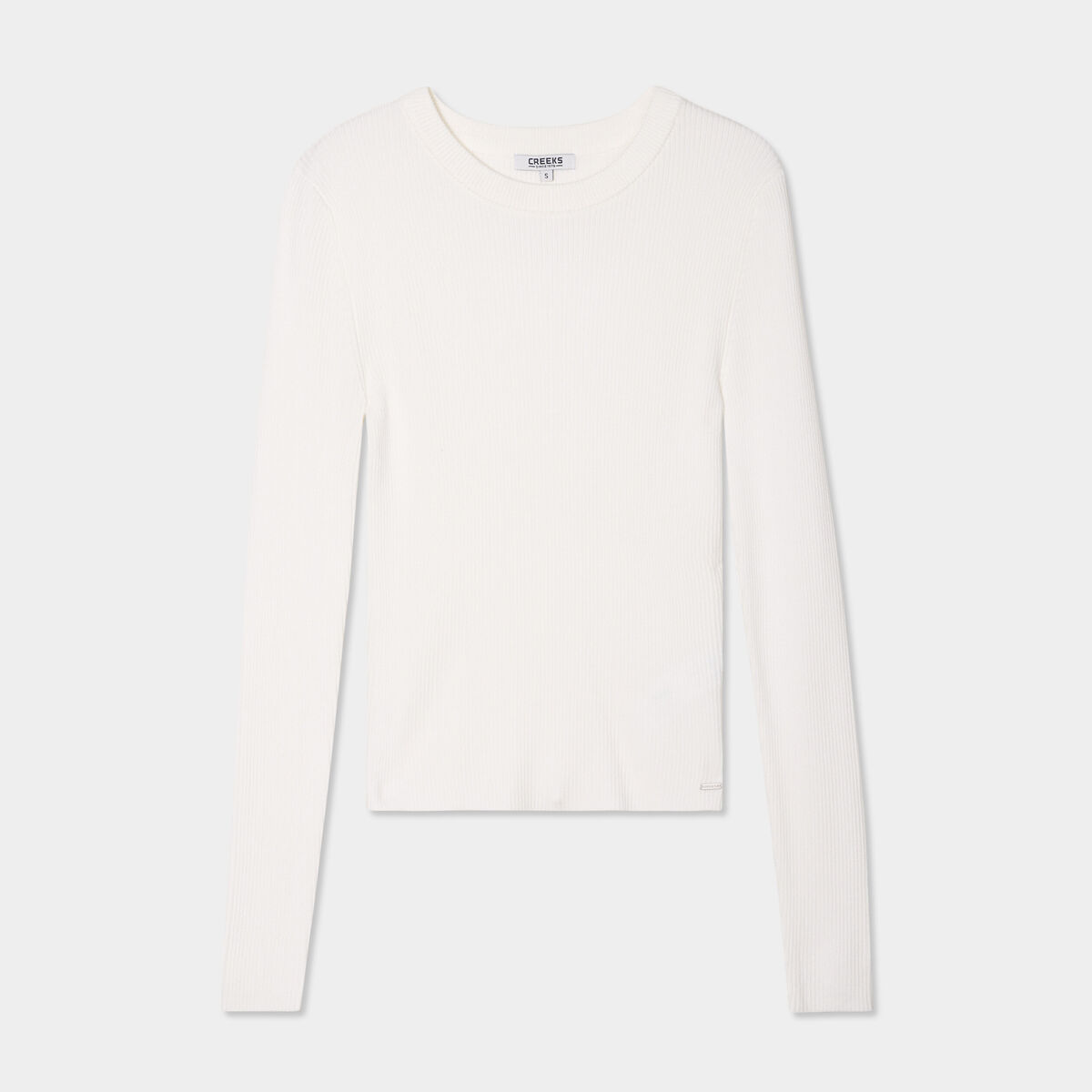 Pull c&ocirc;tel&eacute; manches longues Creeks blanc femme
