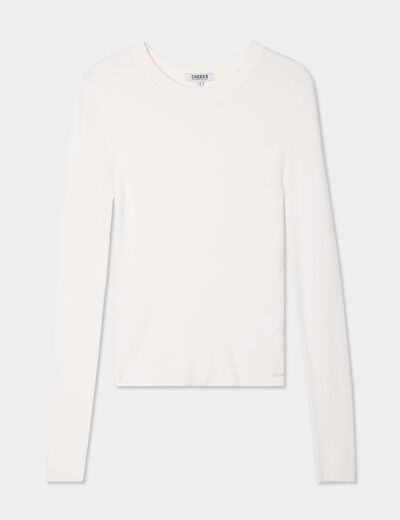 Pull côtelé manches longues Creeks blanc femme