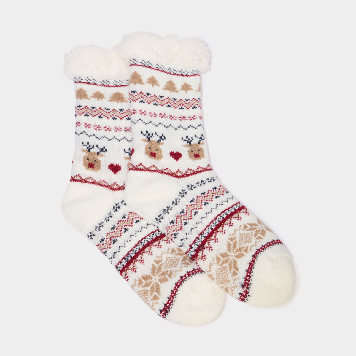 Chaussettes de No&euml;l d'int&eacute;rieur ivoire femme