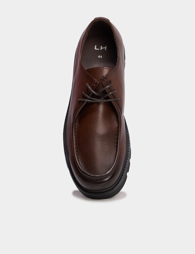 Derbies crant&eacute;es marron homme